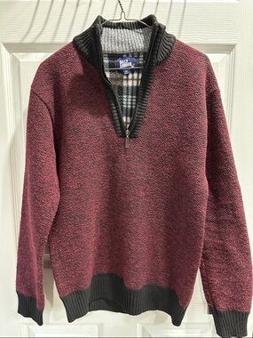 Billy London Men’s Burgundy Half-Zip Sweater